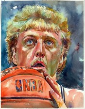 Larry Bird Boston Celtics NBA legend - Original Handmade Art Watercolor Painting