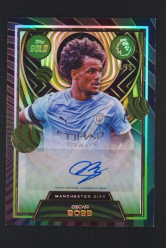 Oscar Bobb 2025-26 Topps Premier League Gold Current Stars Auto 63/75