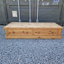Large Solid Pine Coffee Table Low Unit Rustic Storage Drawers Farmhouse Style
