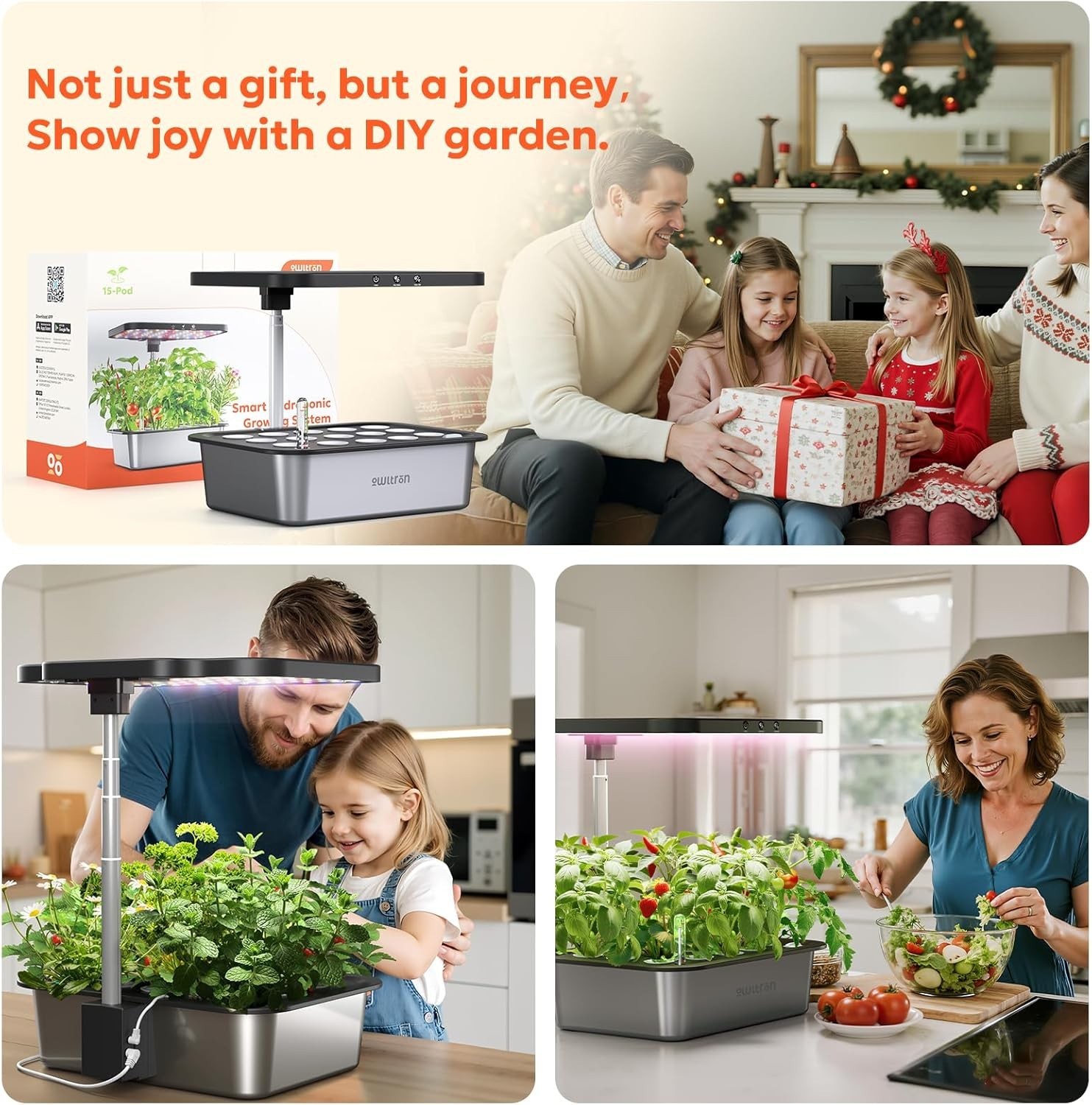 Smart Hydroponics Growing System Kit,15 Pods Indoor Herb Garden with 36W LED Gro