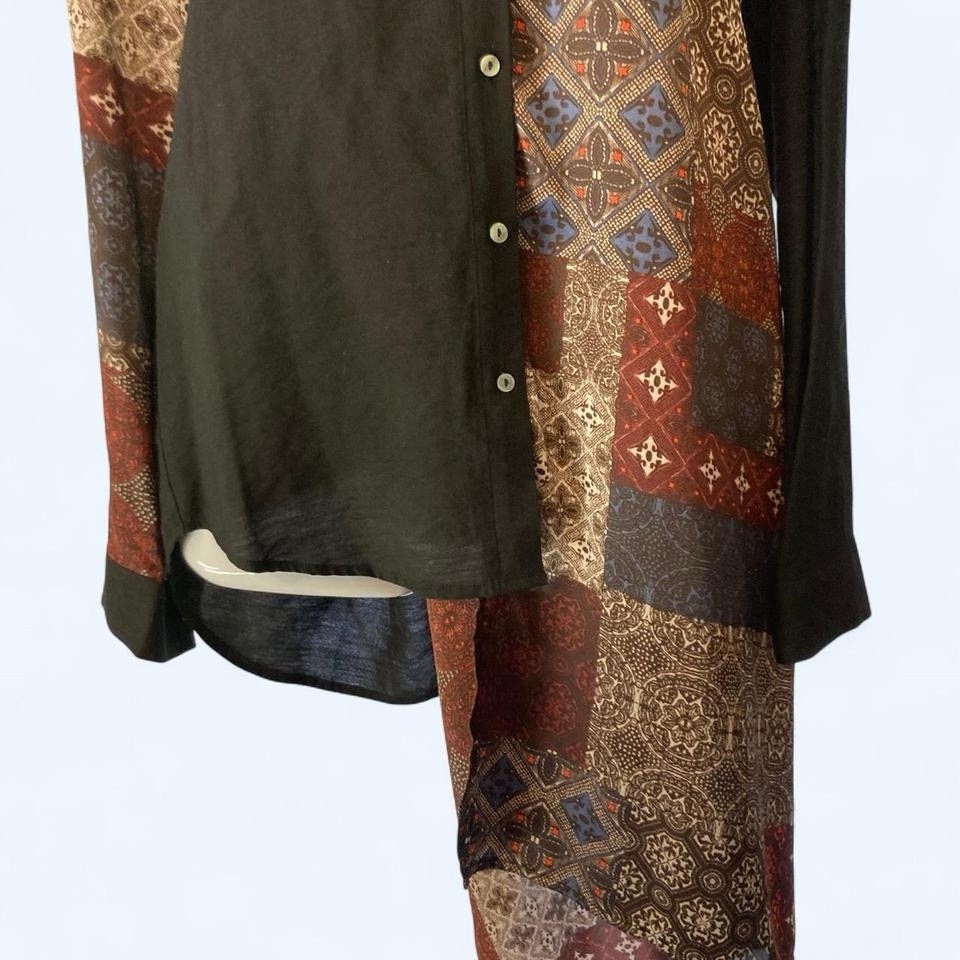 black and multi-coloured patchwork shirt with a l… - image 2