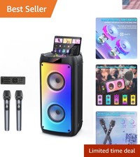 Karaoke Machine with 2 Wireless Microphones, Portable Bluetooth Speaker for A...