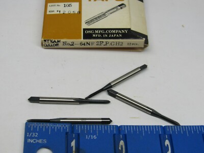 OSG MFG. 2-64 2 FLUTE GH2 SPIRAL POINT STEAM OXIDE PLUG TAPS (12 PCS) NEW