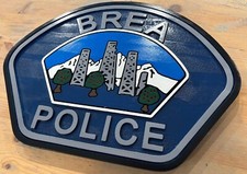 Police Brea 3D routed carved wood patch plaque Sign Custom