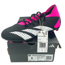 Adidas Predator Accuracy.3 FG J Black White Team Shock Pink Soccer Cleats Size 6
