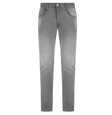 Replay Mens Jeans Hyperflex Anbass Slim Fit Tapered Jeans in Light Grey
