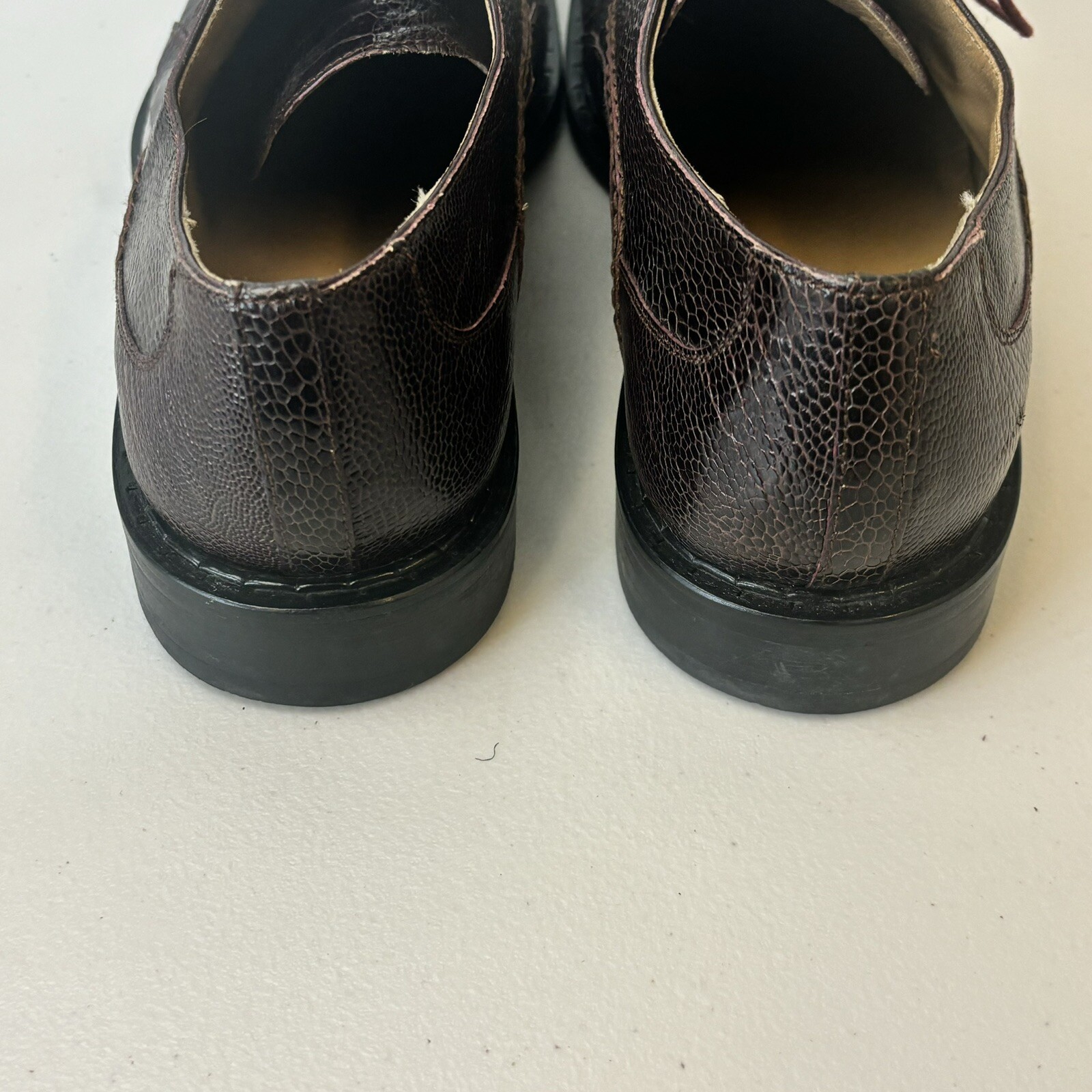 SAOLA Scarpe eleganti DAVID EDEN autentiche rettile esotiche marrone scuro punta quadrata taglia 11M