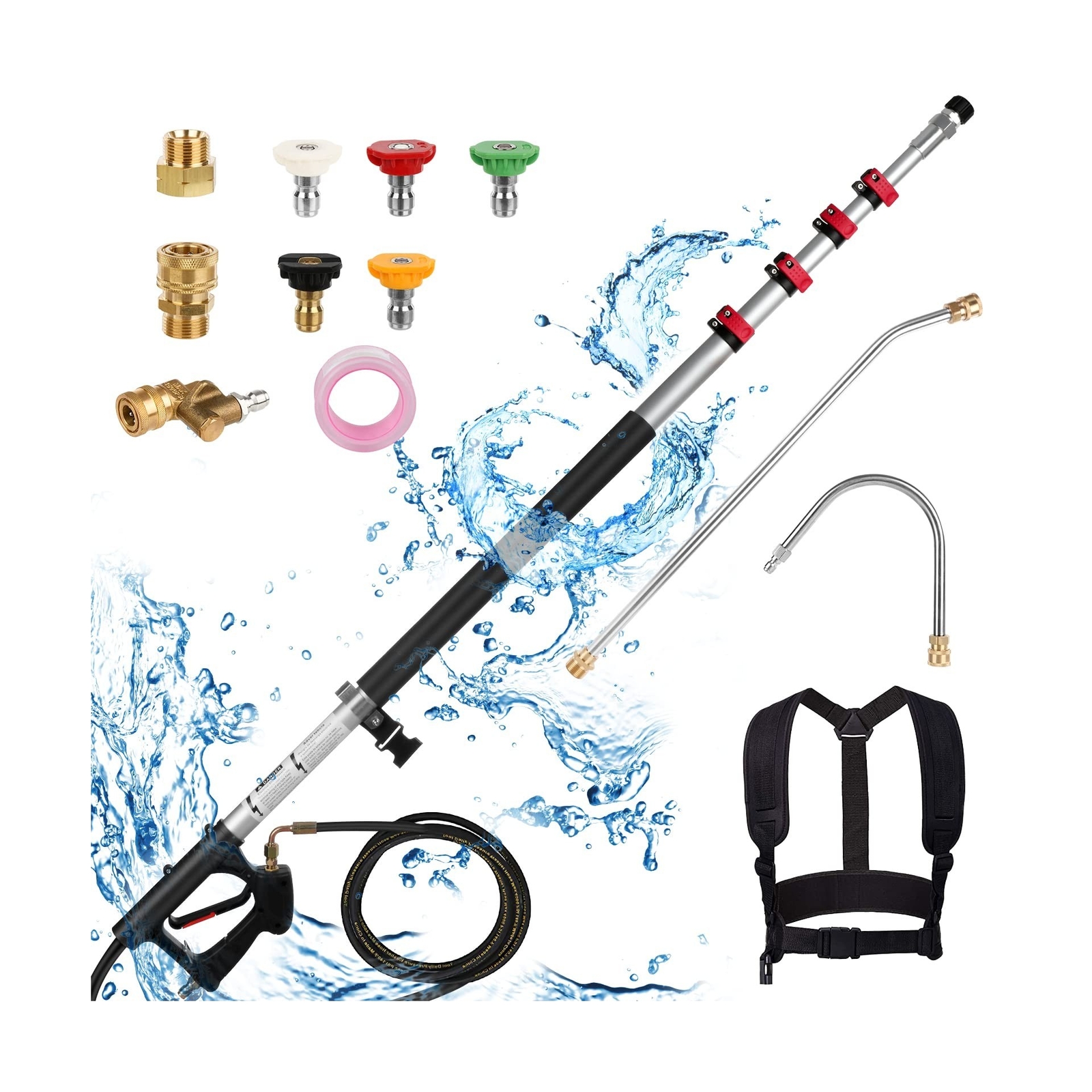 24 FT Pressure Washer Extension Wand, Extension Pole for Pressure Washer with...