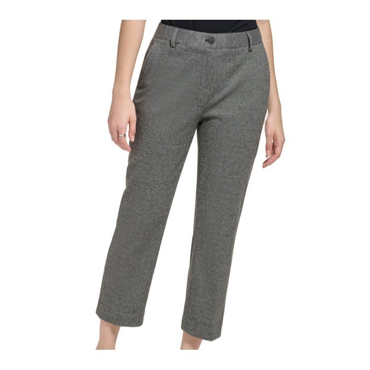 Calvin Klein Women's X-Fit Plaid Cropped Pants Black Multi NWT Size 0