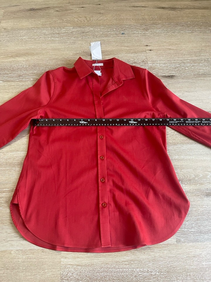 Chicos Women’s Red Button Down Iron Dress Shirt Size O French Cuff NWT