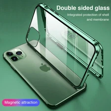 360 °Case For iPhone 16 15 14 13 12 X 7 Magnetic Adsorption Tempered Glass Cover