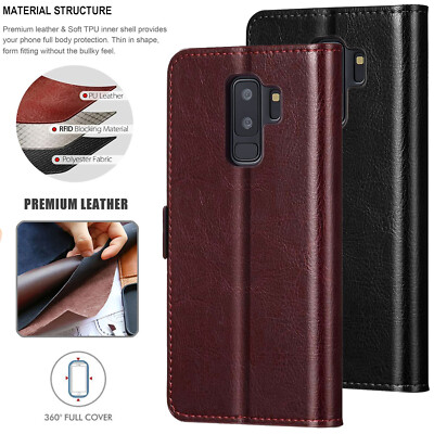 For Samsung Galaxy S9 Plus Wallet Phone Case Magnetic Protective Leather Cover