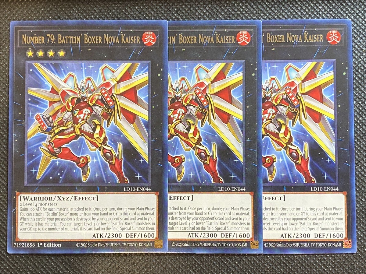 3x YuGiOh! Number 79: Battlin' Boxer Nova Kaiser LD10-EN044 Rare