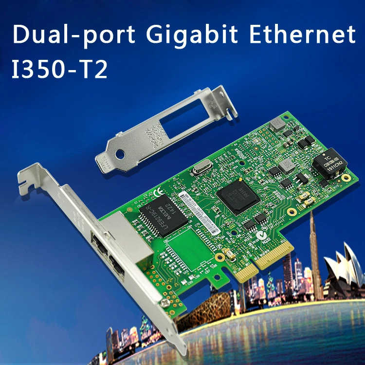INTEL I350-T2 Dual RJ4 Port Gigabit Ethernet 1000M PCI-E Network Server Adapter - Bild 2 von 4