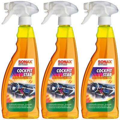 Sonax Kunststoffreiniger Cockpitreiniger CockpitStar 3x 750ml Cockpitpflege 