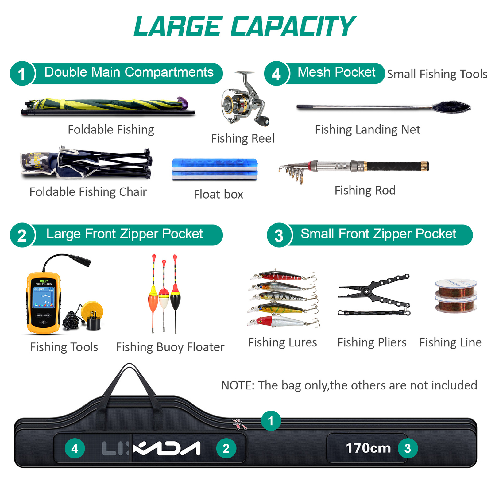 170cm Rod And Reel Holdall Bag Fishing Rods Carp Coarse Fishing Rod Bag
