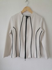 Frank Lyman Womens Cream Black Trim Jacket Uk 10 Bubble Effect Textured