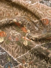 e010-L Japanese Kimono Fabric Silk,Chirimen,Dark brown,Kiredori,160 cm