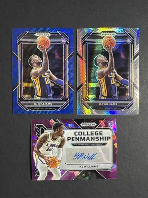 2023 Panini Prizm Draft Picks Basketball KJ Williams RC (3) Card Lot - 1-AUTO