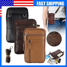 Men's Pu Leather Phone Loop Belt Bag Shoulder Crossbody Waist Pack Handbag NEW