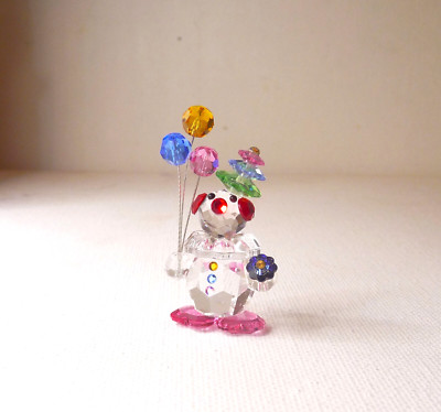 Iris Arc Small Crystal Clown Holding Balloons And Flower Collectible, Signed
