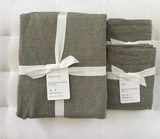 Pottery Barn BELGIAN FLAX LINEN Duvet Cover King/Cal King  King Shams Loden NWT