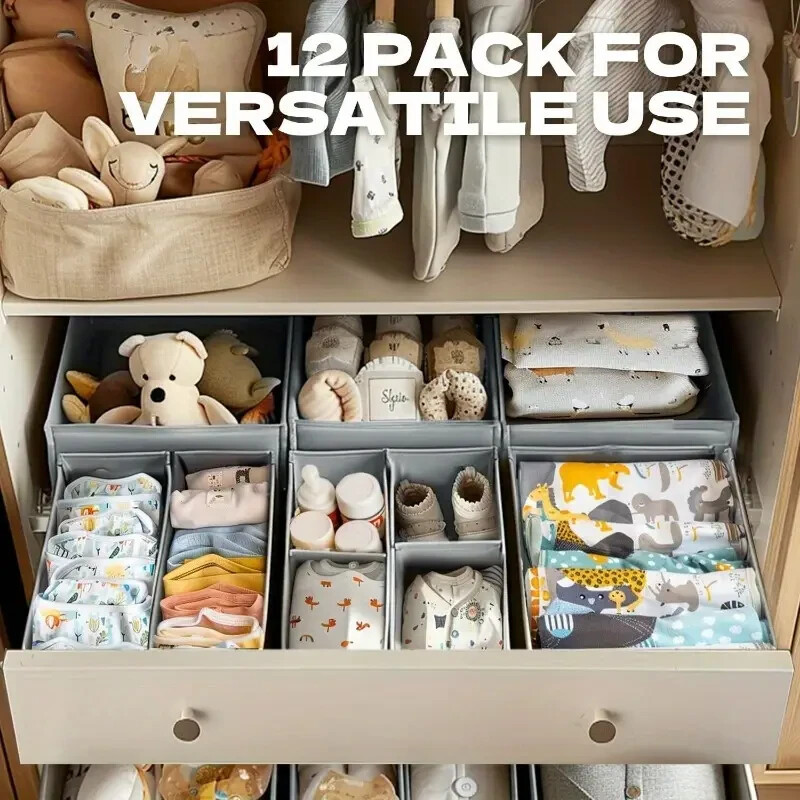12Pcs Large Capacity Foldable Underwear Sock Drawer Organizer