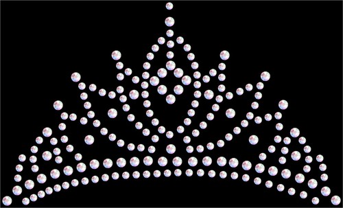 Iron-On Tiara Crown Rhinestone Diamante Transfer Hotfix Crystal Motif Applique - Picture 2 of 8