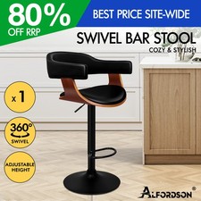 ALFORDSON Bar Stool Swivel Backrest Armrest Gas Lift Wooden Dining Chair Kitchen