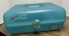 Vintage Caboodles Jellies Organizer Vanity Teal Blue Glitter Makeup Case 2762