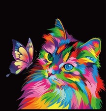 Elftoyer Paint by Numbers 16Wx20L - Frameless, Colorful Cats and Butterflies