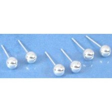 6 Sterling Silver Ball Stud Earrings Piercing Jewelry 5mm