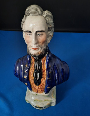 Handbemalte Perlenbesteckbüste von Präsident Abraham Lincoln (England) aus dem 19. Jahrhundert