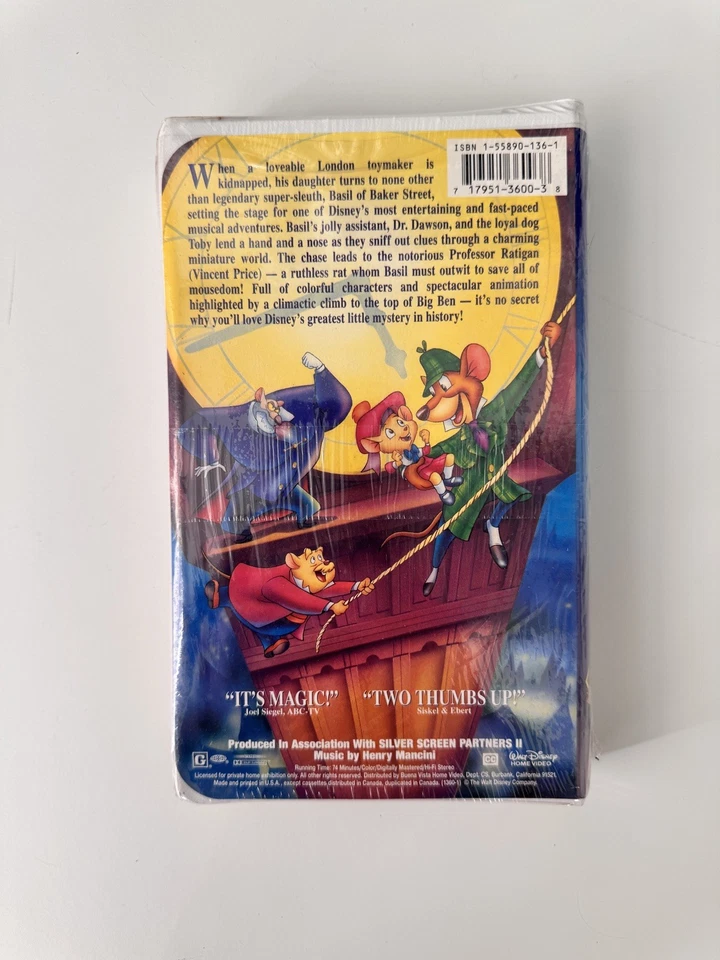 Disney's The Great Mouse Detective VHS 1992 Classics Stock No. 1360 SEALED - Image 4 of 4