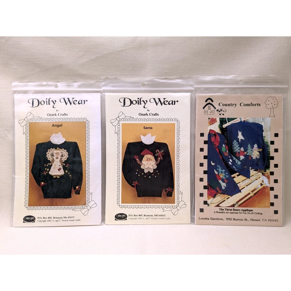 8 Christmas Sweatshirt Clothing Decor Applique Patterns, Santa Angel Flowers - Image 4 of 4