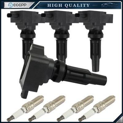 ECCPP 4 For 2020-2023 Ford Edge 2.0L Explorer 2.3L L4 Ignition Coil & Spark Plug