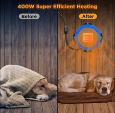 TURBRO Neighborhood Dog House Heater 400W, Wall Mount, 10ft Anti Bite Cord-