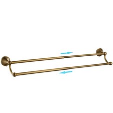 Antique Brass Towel Bar,Adjustable Towel Rack Holder Double Retro Bathroom Ac...