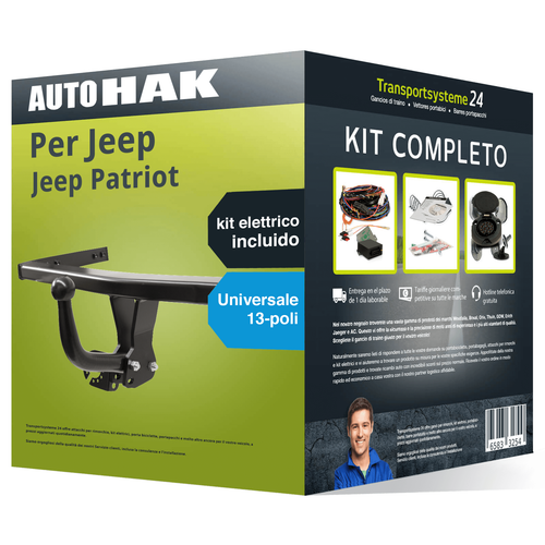 Pacco Gancio traino fisso per VW Polo Fastback 17- e un e-kit sp. a 13