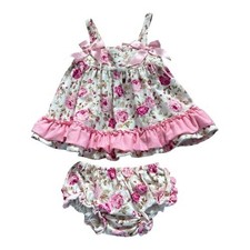 Baby Girl Floral Ruffle Dress  Bloomers Set - Size 18-24 Months 57-1 