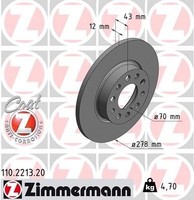 2X Zimmermann Bremsscheibe 110.2213.20 FüR Alfa Romeo Jeep Fiat