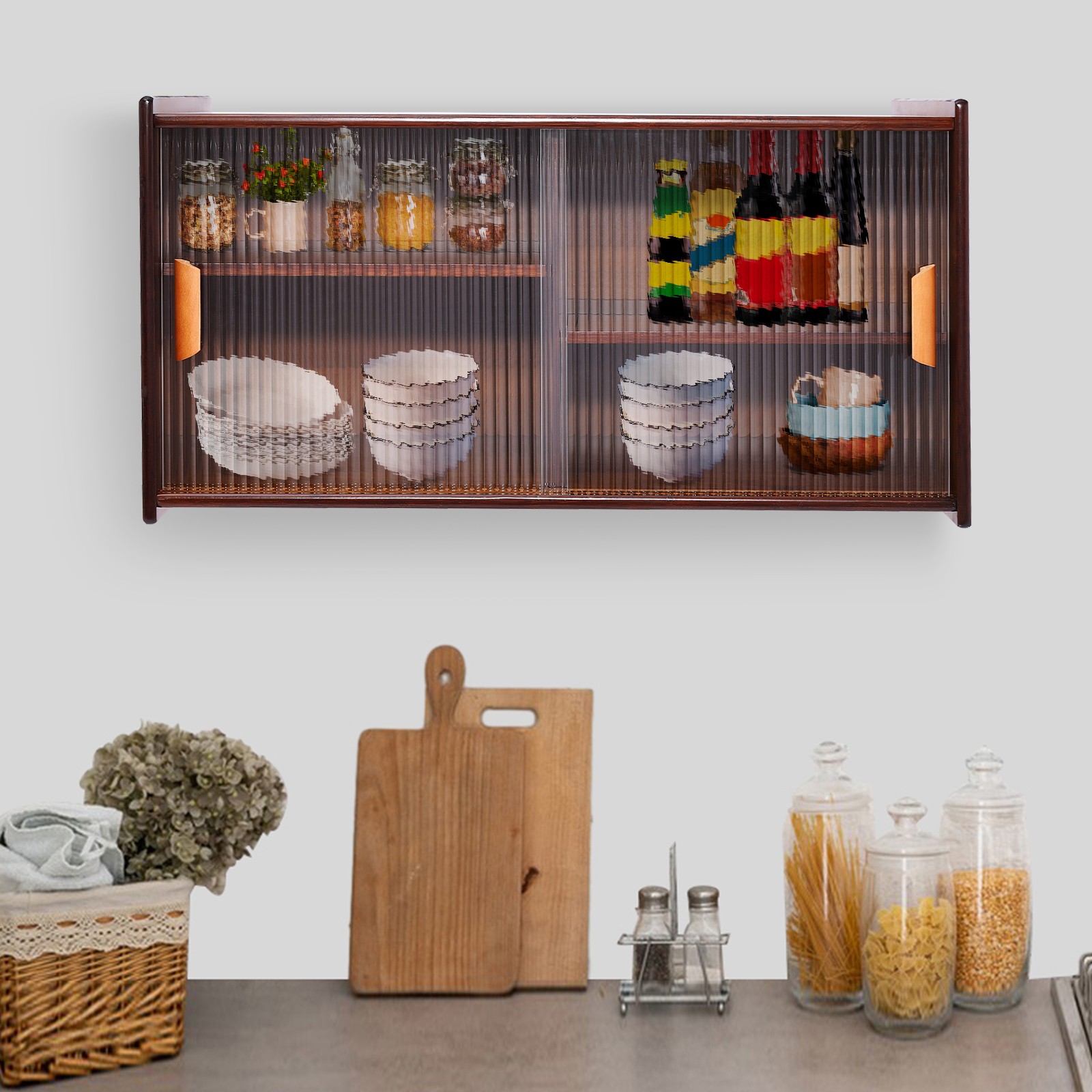 Small Kitchen Cupboard Food Pantry Cabinet Wall Sideboard wi