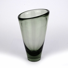 Per Lütken / Holmegaard, THULE Vase, MCM Design, Smoke Glass, Denmark, PL 1959