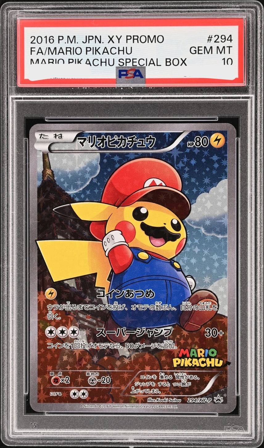 PSA10 Mario Pikachu PROMO XY-P 294/XY-P 2016 POKEMON JPN XY PROMO #294 GEMMT