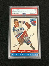 (PSA 6) WALLY HERGESHEIMER 1954 TOPPS HOCKEY CARD #22 RANGERS