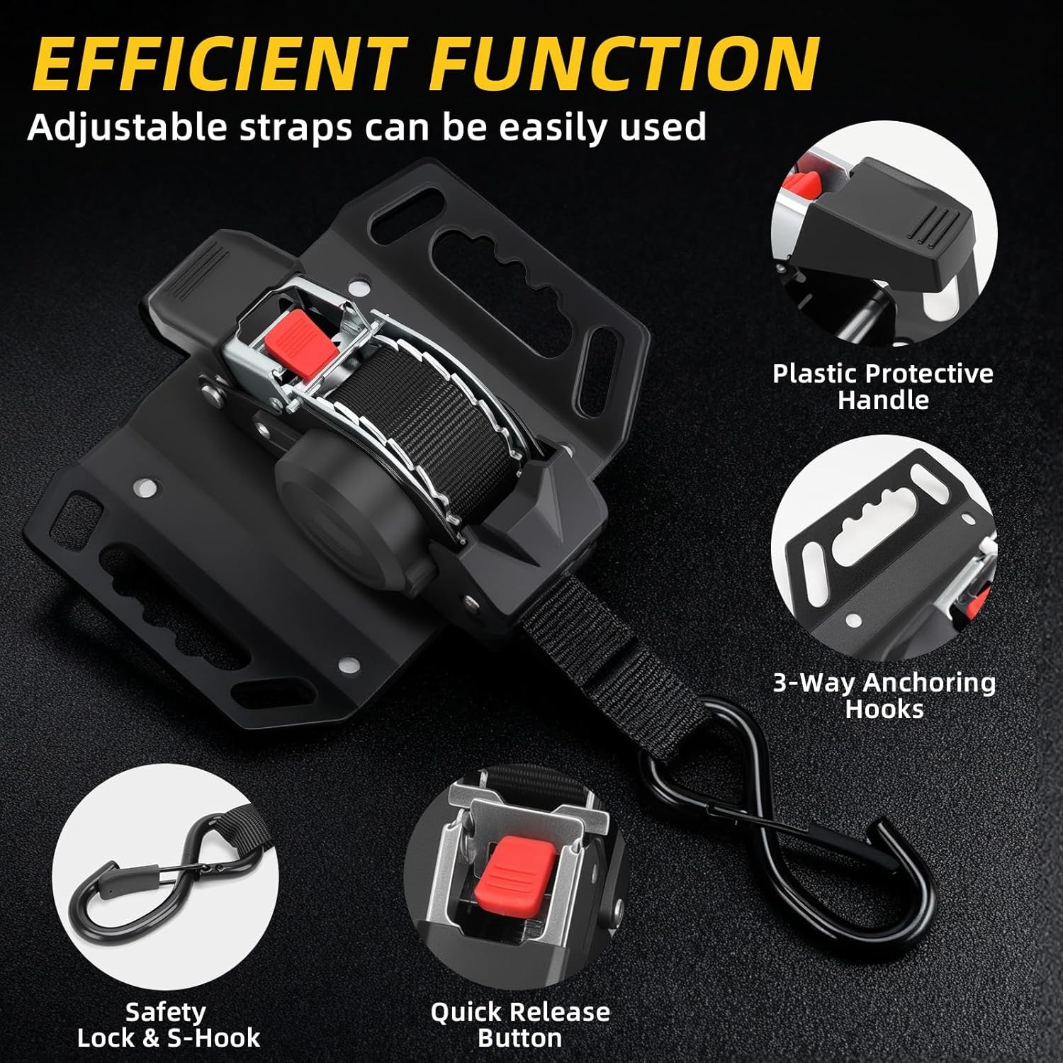 UNIONLUX Retractable Ratchet Straps Heavy Duty Fit for Ford F150, Upgraded 360°