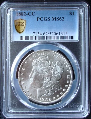 1882-CC Morgan Silver Dollar - PCGS MS 62 - Gold Shield