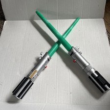 Star Wars Skywalker Retractable Green Lightsaber 2004 Hasbro Vintage Set Of 2
