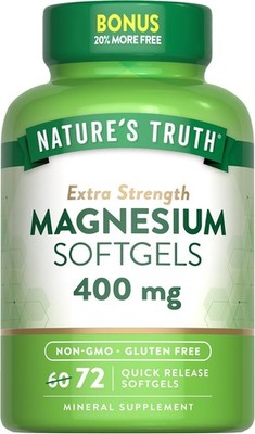 Nature's Truth Extra Strength Magnesium 400mg (72 Softgels) Exp 04/27
