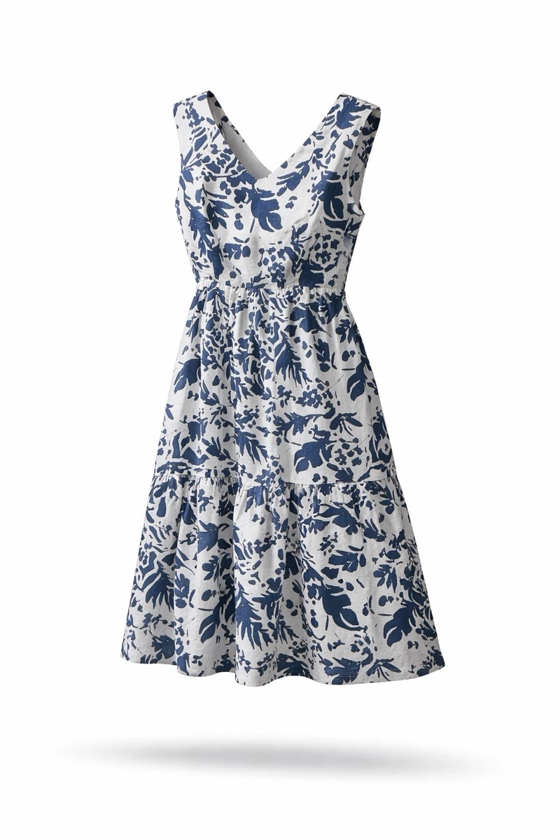 chinese dress ladies Navy Linen Maxi Dress with Button Back